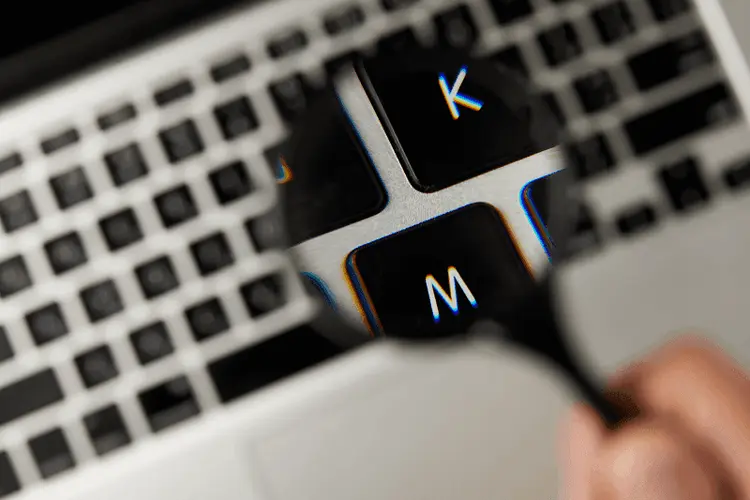 Person checking a website on a laptop using keyboard navigation and a screen reader